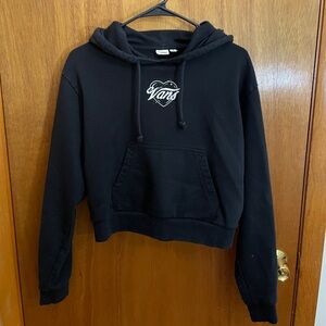 Vans Heart Graffiti Cropped Black Sweatshirt Hoodie, Small
